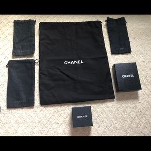 CHANEL boxes and drawstring bags